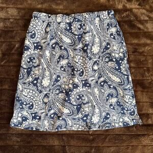 Jack‎ Smith XS/S Blue & White Paisley Print Soft Knit Skort